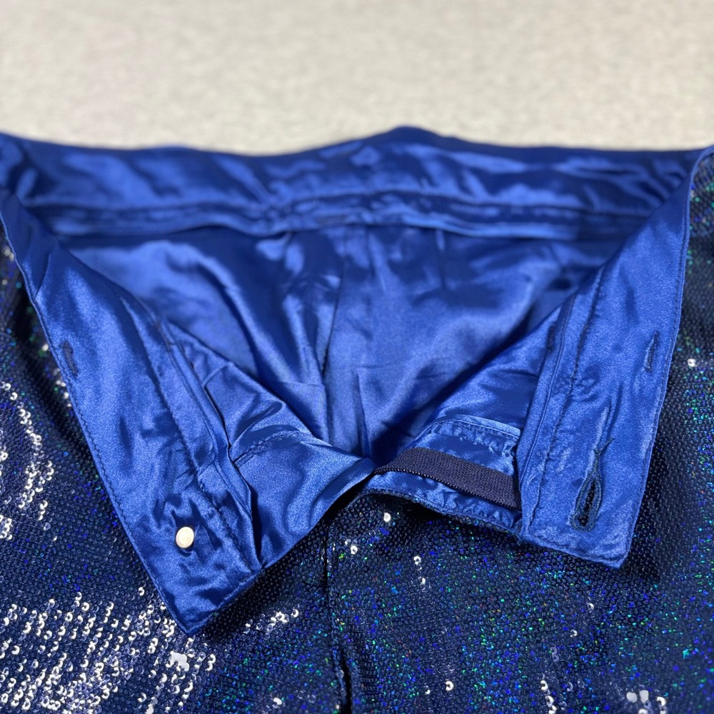 Siwy Hannah Marine Blue Sequin Skinny Pants Lined Glam Party Disco Size 29 - Picture 6 of 12